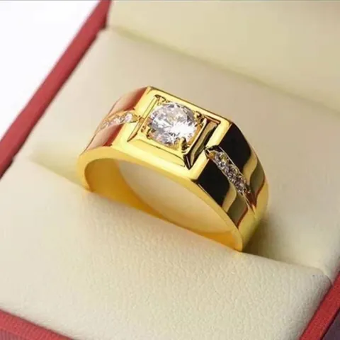 Vintage Geometric Square Alloy Rhinestone Ring Unisex Electroplated Fashion Inlaid Band Ring