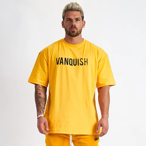 Heren Oversized Katoenen T-Shirt Casual Hip Hop Spier Fitness Ronde Hals Korte Mouw Top Workout Gym Sport Tee