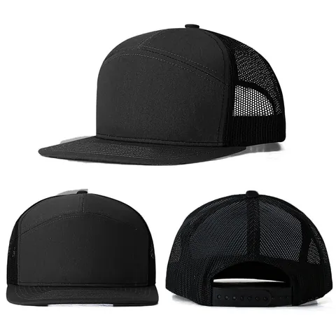 7-Panel Trucker Hat Men Women Mesh Breathable Baseball Cap Adjustable Snapback Flat Brim Sun Shade Outdoor Sport Fishing Hat