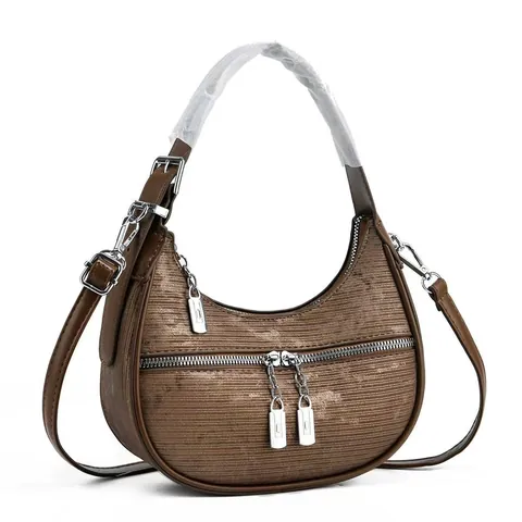 Damen Halbmond Unterarmtasche PU Leder Hobo Schultertasche Minimalistische Einzelfarbig Reißverschluss Handtasche Alltagstasche