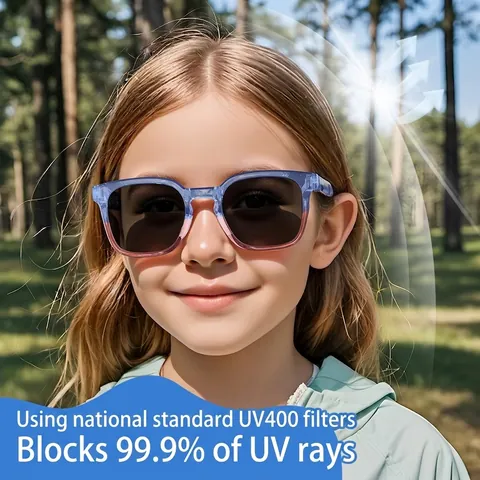 Foldable Kids Square Sunglasses UV400 Protection Portable Fashion Eyewear Children Sun Protection Gradient Frame Outdoor Sunglasses
