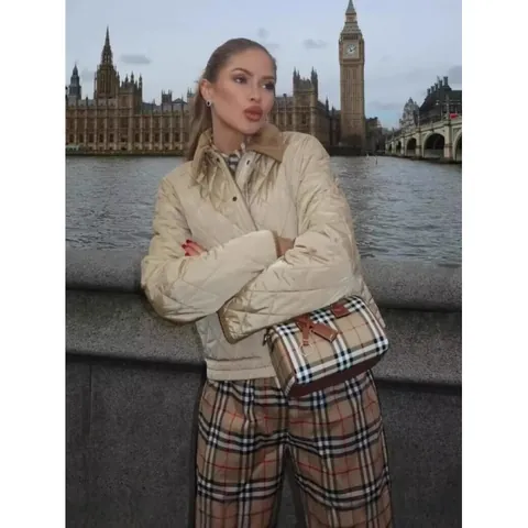 Women Fashion Quilted Jacket With Corduroy Collar Contrast Color Diamond Lattice Padded Jacket Button Splicing Top Coat For Women