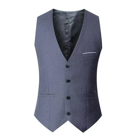 Men's Business Casual Slim Fit Suit Vest Single Breasted V-Neck Formal Waistcoat Groom Wedding Dress Vest