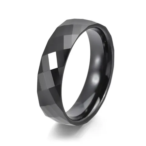 Modern Minimalist Faceted Ceramic Ring For Men Women Polished Geometric Facet Curved Square Band Casual Fashion Jewelry