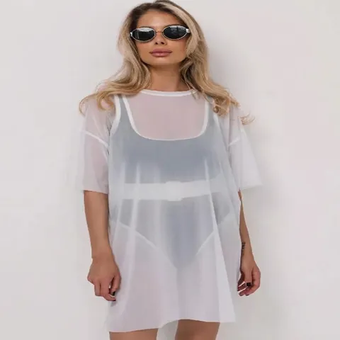 Damen Strandtunika 2025 Neu Netz-Cover-Up Spitze Transparentes Top Sexy Badeanzug Wrap Bikini Sommer Resort Wear