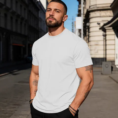 Ανδρικό Casual T-Shirt από Καθαρό Βαμβάκι Μονόχρωμο Στρογγυλή Λαιμόκοψη Καλοκαιρινό Κοντομάνικο Χαλαρή Εφαρμογή Αθλητικό Τοπ