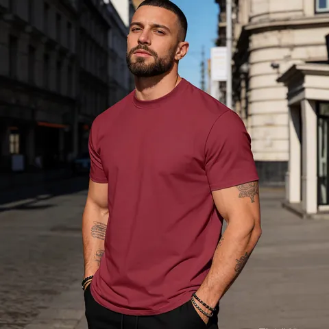 Ανδρικό Casual T-Shirt από Καθαρό Βαμβάκι Μονόχρωμο Στρογγυλή Λαιμόκοψη Καλοκαιρινό Κοντομάνικο Χαλαρή Εφαρμογή Αθλητικό Τοπ