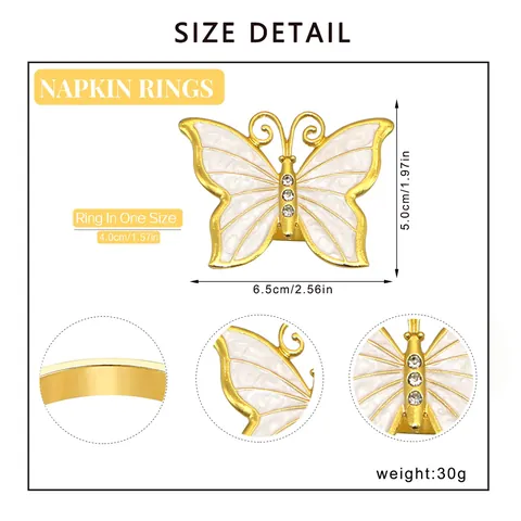 Elegant Alloy Butterfly Dragonfly Napkin Rings With Enamel And Rhinestones For Wedding Banquet Table Decoration Gold Silver Buckle