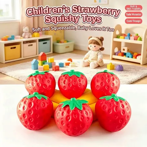 Superweiches Slow Rebound Erdbeer Squishy Spielzeug Stressabbau Realistische Fruchtform Sensorisches Quetschspielzeug Für Kinder Erwachsene Büro Zuhause Deko