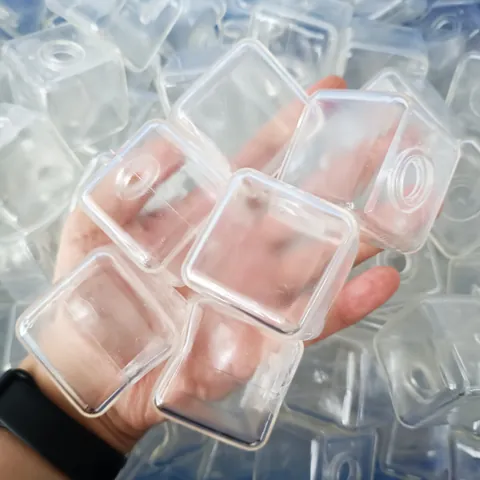 DIY Transparent TPR Square Squishy Shell Soft Rubber Clear Cube Hollow Ball For Stress Relief Toy Handcrafted Craft Accessory