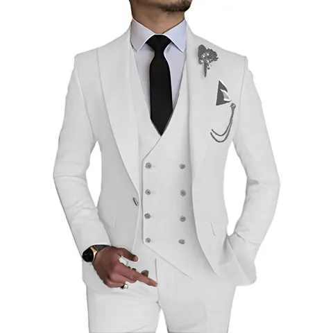 Traje para Hombre Corte Estrecho Chaqueta Chaleco Y Pantalón Fibra de Acetato Formal Negocios Boda Fiesta