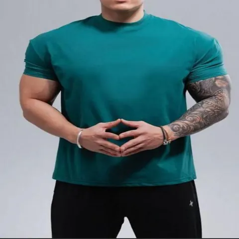 Ανδρικό Αθλητικό Μπλουζάκι Muscle Fit Γρήγορο Στέγνωμα Αναπνεύσιμο Στρογγυλή Λαιμόκοψη Κοντό Μανίκι Top για Γυμναστήριο