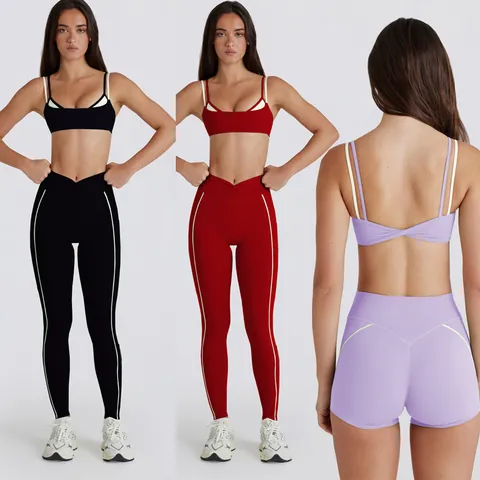 Women Color Block Backless Yoga Fitness Top Or Bottom High Waist Quick Dry Contrast Leggings Workout Shorts Sportswear