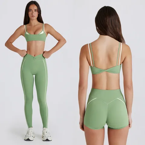 Women Color Block Backless Yoga Fitness Top Or Bottom High Waist Quick Dry Contrast Leggings Workout Shorts Sportswear