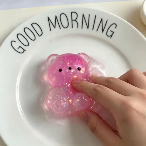 Ιριδίζον Γκλίτερ Διαφανές Αρκουδάκι Squishy Παιχνίδι Μαλακό Ζελέ Αρκουδάκι Κατά του Άγχους Παιχνίδι Πίεσης για Παιδιά Ενήλικες