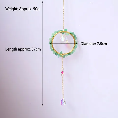 Boho Crystal Suncatcher Moon Star Wind Chime Pendant Natural Raw Stone Handmade Hanging Ornament Home Garden Decor Rainbow Maker