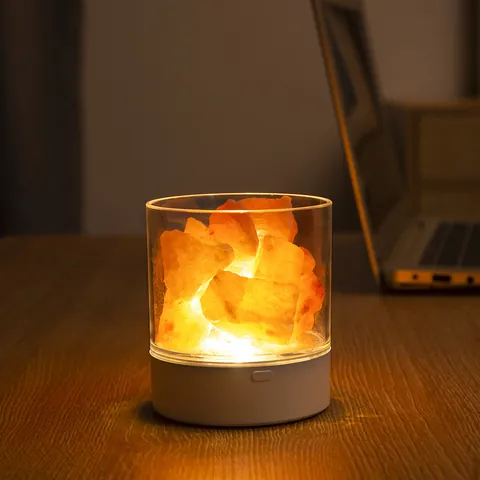 Himalaya Salzlampe USB Aufladbar Nachtlicht Mit 1200mAh Batterie Negative Ionen Atmosphäre Lampe Für Schlafzimmer Büro Deko