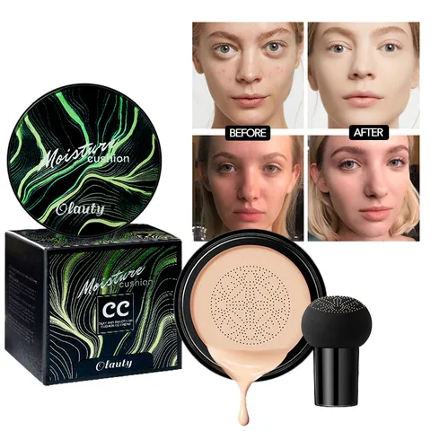 Mushroom Head Air Cushion CC Cream Moisturizing Waterproof Concealer Foundation With Sponge Puff Smooth Face Makeup