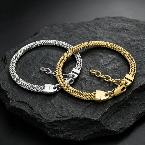 Bracelet Chaîne Queue de Renard en Acier Inoxydable Minimaliste pour Hommes Femmes Chaîne d'Extension Réglable Bijoux de Poignet Mode