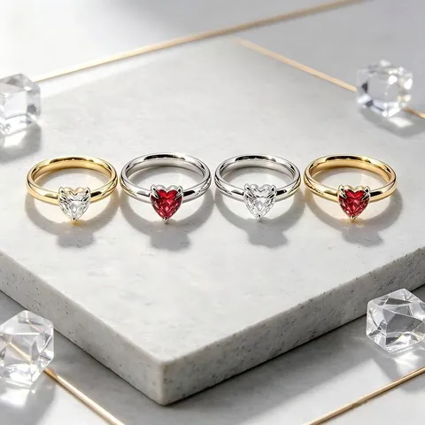Bague en Acier Titane Zirconia Forme de Cœur pour Femme Bague Zircon Électroplaqué Or Argent Bijoux de Mode Cadeau de Doigt