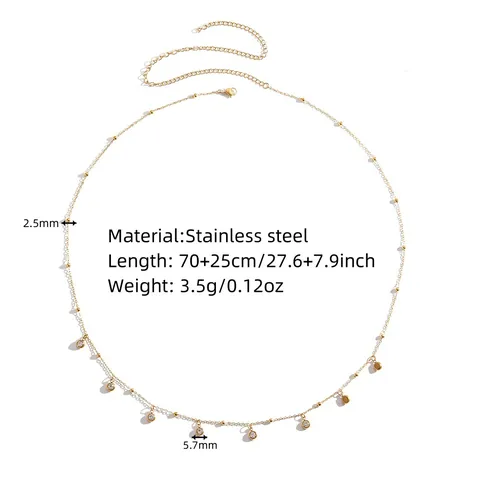 PVD Gold Plated Stainless Steel Waist Chain With Rhinestone Pendants Waterproof Belly Chain Necklace Bracelet Anklet For Women