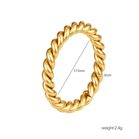 European American Style Twisted Braid Ring For Women Luxury Stainless Steel Gold Silver Plated Geometric Rope Ring Commuter Jewelry