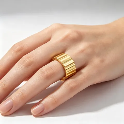 Industrial Style Wide Band Ring Gear Stripe Stainless Steel Ring For Men Women Hip Hop Mechanical Texture Titanium Steel Ring Jewelry