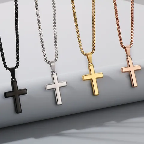 Pendentif Croix en Acier Inoxydable Minimaliste Seul Sans Chaîne Pour Hommes Femmes Bijoux Religieux Accessoire Cadeau