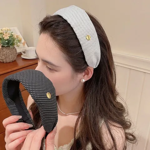 Serre-tête Large à Pois Rétro Pour Femmes Accessoire De Cheveux En Tissu Rétro Français Mode Accessoires Cheveux Quotidien