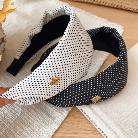 Serre-tête Large à Pois Rétro Pour Femmes Accessoire De Cheveux En Tissu Rétro Français Mode Accessoires Cheveux Quotidien
