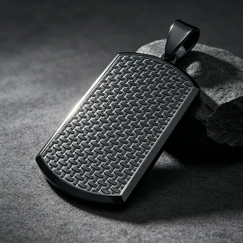 Men's Hardcore Industrial Style Tire Pattern Military Dog Tag Pendant Stainless Steel Electroplated Contrast Personality Jewelry Gift Pendant Only