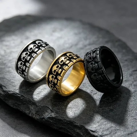 Men's Hip Hop Skull Ring Titanium Steel Stainless Steel Punk Gothic Band Ring Fashion Personalized Jewelry Gift For Men