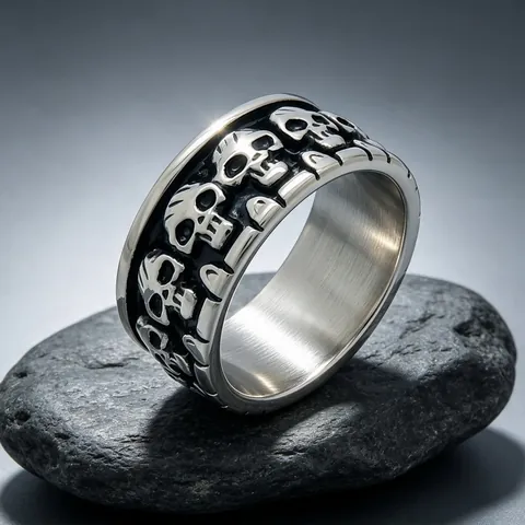 Men's Hip Hop Skull Ring Titanium Steel Stainless Steel Punk Gothic Band Ring Fashion Personalized Jewelry Gift For Men
