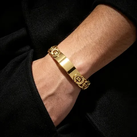 Herren Titanstahl Kreisförmige Schleife Kette Armband Mit Gebogener Platte Schwere Byzantinischen Stil Hummer-Verschluss Schmuck