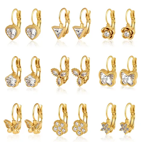 Edelstahl Zirkonia Clip-on Ohrringe für Damen Mode Blumen Schmetterling Herz Schleife Ohne Ohrloch Schmuck Luxus Accessoire