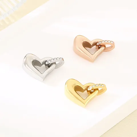 Conector de Joyería de Acero Inoxidable Chapado en Oro 18K Corazón Irregular con Micro Pavé de Diamantes de Imitación DIY