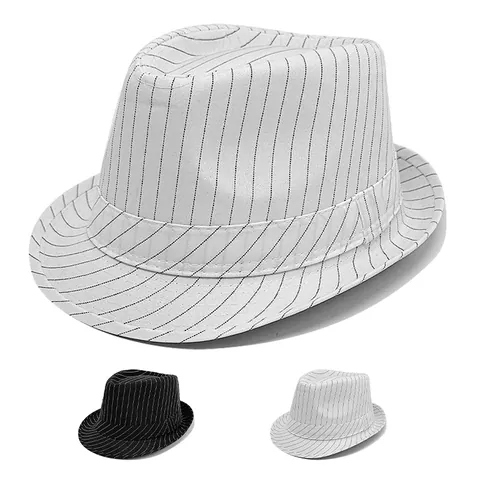 Classic Striped Jazz Fedora Hat For Men Women Summer Sun Panama Hat Cotton Polyester Rolled Brim Outdoor Fashion Cap
