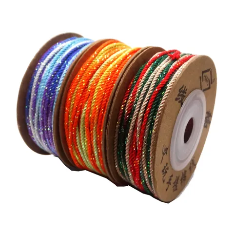 Handgeriebene Baumwollkordel Farbverlauf Gold Lurex Faden Für Schmuckherstellung DIY Quasten Kordel Buddhistisches Gebetsseil Bastelmaterial
