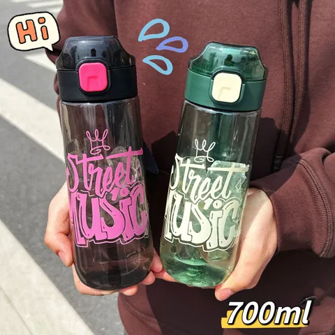 Sports Water Bottle Portable Plastic Direct Drink Cup For Gym Fitness Outdoor Travel Leakproof Student Mug With Lanyard