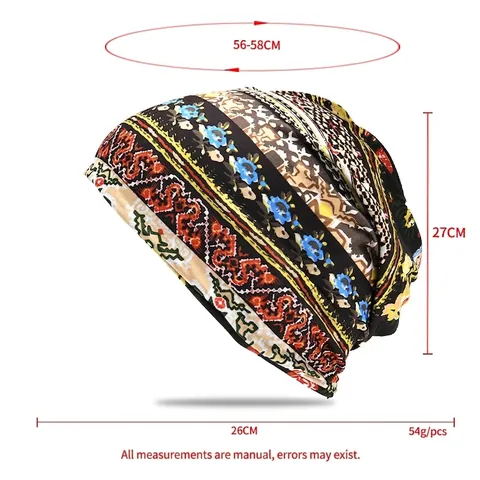 Τυπωτό Σκουφάκι Beanie Κασκόλ Διπλής Χρήσης Λαχούρι Έθνικ Μοτίβο Καπέλο Pullover για Άνδρες Γυναίκες Casual Outdoor Skull Cap