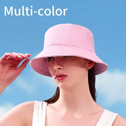 High Quality Washed Cotton Bucket Hat For Women Men Outdoor Sun Protection UPF 50 Plus Solid Color Plain Basin Hat Casual Fisherman Cap