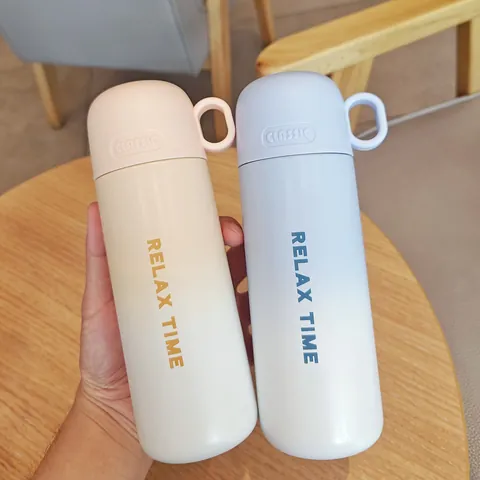 316 Stainless Steel Vacuum Insulated Bottle Portable Gradient Color Water Cup With Dual Use Lid For Students Office Travel