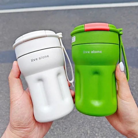 316 Stainless Steel Vacuum Insulated Coffee Cup With Straw And Handle Portable Frosted Ins Style Thermal Water Bottle For Travel Office