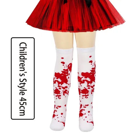 Halloween Kids Blood Splatter Socks Scary White Stockings For Children Horror Cosplay Party Decoration Costume Prop Accessories