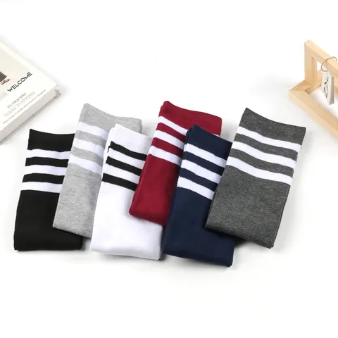 Calcetines Por Encima de la Rodilla de Talla Grande para Mujer a Rayas Triple Raya Calcetines Altos Extra Anchos Elásticos Largos