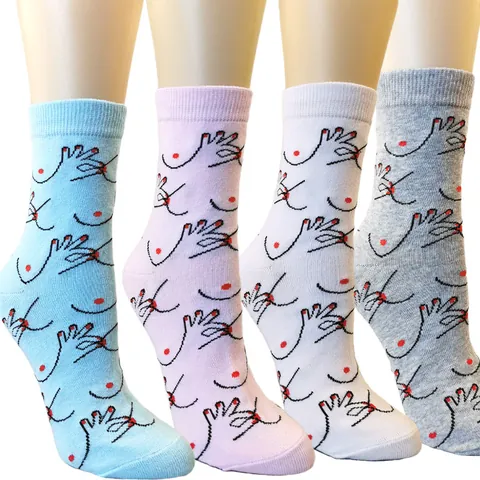 Unisex Mid-Calf Socks Creative Abstract Illustration Hand Pattern Cotton Blend Novelty Streetwear Breathable Crew Socks