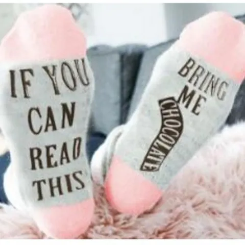 Funny Humorous Quote Cotton Blend Crew Socks For Men Women If You Can Read This Bring Me Chocolate Casual Daily Socks