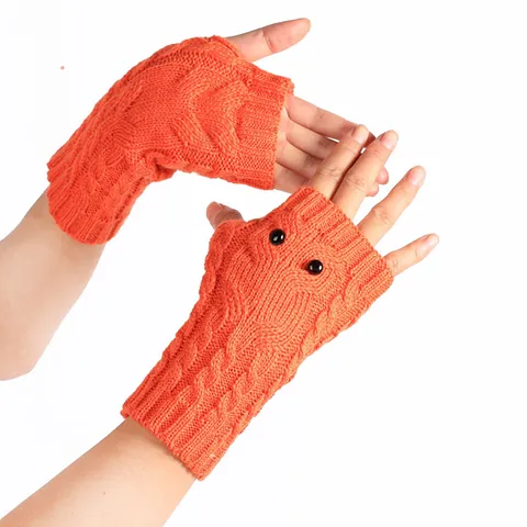 Gebreide Vingerloze Handschoenen met Uilpatroon Winter Warme Kabelgebreide Wanten Handwarmers voor Dames Volwassenen Zachte Acryl Handschoenen