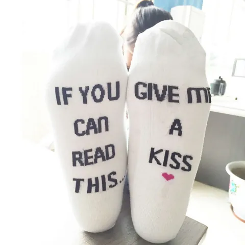 Novelty Fun Letter Print Cotton Blend Socks If You Can Read This Bring Me Wine Coffee Gift Ankle Crew Jacquard Casual Socks