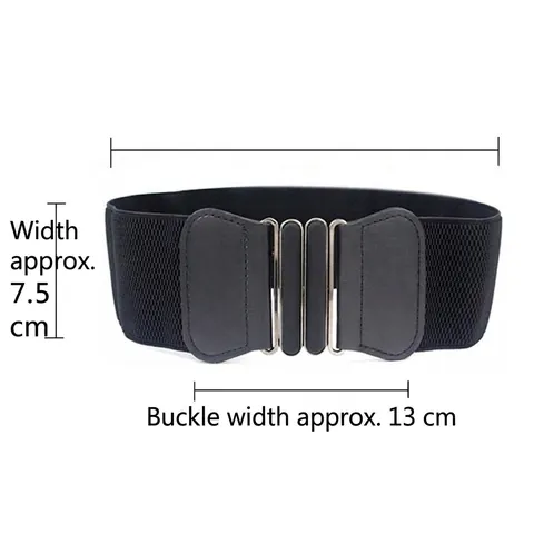 Cintura Elastica Larga da Donna Taglie Forti Fibbia in Metallo Retro Cinturino Estensibile Decorazione in Ecopelle per Abiti